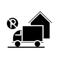 Prohibido estacionamiento de camiones frente a la casa silueta estilo icono de diseño vector
