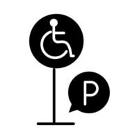 estacionamiento discapacitados tablero de tráfico advertencia silueta estilo icono diseño vector