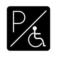 disabled parking sign board silhouette style icon design vector