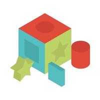 cube with geometric figures toy object for small children to play flat style cartoon vector