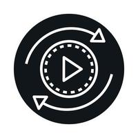 360 degree panoramic video button block and line style icon design vector