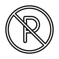 Prohibido diseño de icono de estilo de línea de transporte de estacionamiento de señal vector