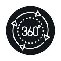 360 degree view virtual tour sphere block and line style icon design vector