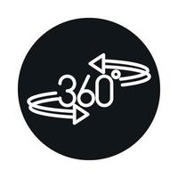 Bloque de recorrido virtual de vista de 360 grados y diseño de icono de estilo de línea vector