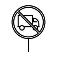 Diseño de icono de estilo de línea de transporte de camión de estacionamiento prohibido vector