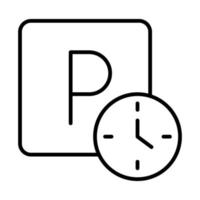 parking clock hours warning transport line style icon design vector
