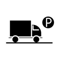 estacionamiento camión tráfico tablero transporte silueta estilo icono diseño vector