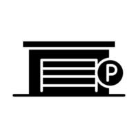 garage door parking transport silhouette style icon design vector