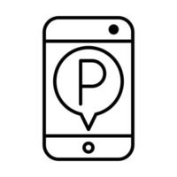 diseño de icono de estilo de línea de tecnología de aplicación de transporte de estacionamiento de teléfono inteligente vector