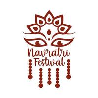 happy navratri indian celebration goddess durga culture decoration silhouette style icon vector