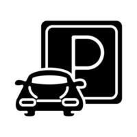 estacionamiento coche vehículo señal de tráfico transporte silueta estilo icono diseño vector