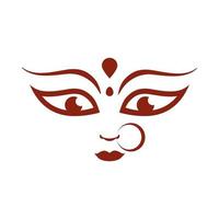 goddess durga face in happy navratri silhouette style icon