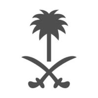 día nacional de arabia saudita palmera y espadas símbolo nacional icono de estilo de silueta vector