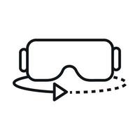 diseño de icono de estilo lineal digital de 360 grados de rotación de gafas vr vector