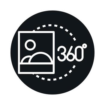 360 picture view virtual tour image block and line style icon design vector