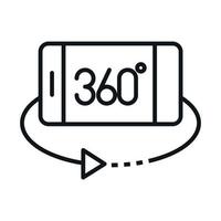 Diseño de icono de estilo lineal de teléfono inteligente con vista de 360 grados vector