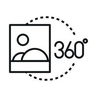 Diseño de icono de estilo lineal de imagen de visita virtual de vista de imagen 360 vector