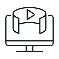 360 degree computer technology digital virtual linear style icon design vector