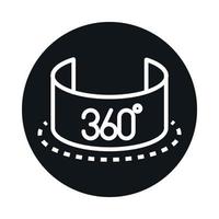 360 degree view virtual tour panoramic quality rotation block and line style icon design vector
