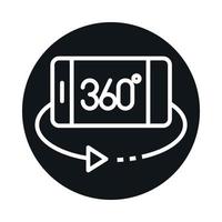 360 degree view smartphone block and line style icon design vector