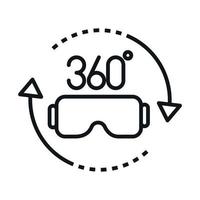 Gafas de rotación de vista de 360 grados diseño de icono de estilo lineal de realidad virtual vector