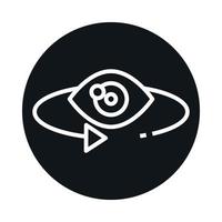 360 degree eye vision virtual reality block and line style icon design vector