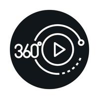 360 degree view virtual tour button block and line style icon design vector