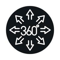 360 degree view virtual tour block and line style icon design vector