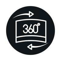 360 degree view virtual tour simulation block and line style icon design vector