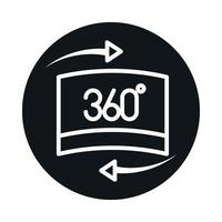 360 degree view virtual tour simulation block and line style icon design vector