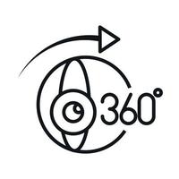 360 degree view panoramic video camera linear style icon design vector