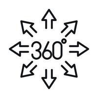 Diseño de icono de estilo lineal de visita virtual de vista de 360 grados vector