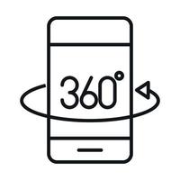 Diseño de icono de estilo lineal de teléfono inteligente con vista de 360 grados vector