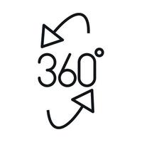 Diseño de icono de estilo lineal de visita virtual de vista de 360 grados vector