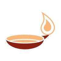 burning candle in chandelier classic flat style icon vector