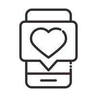 social media smartphone love message digital internet network communicate technology line style icon vector