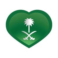 día nacional de arabia saudita bandera de corazón verde símbolo nacional icono de estilo degradado vector