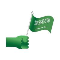 saudi arabia national day green hand with flag gradient style icon vector