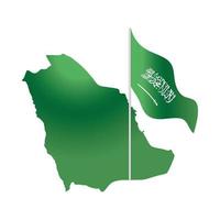 mapa verde del día nacional de arabia saudita con icono de estilo degradado de la nación del reino de la bandera vector