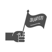 mano del día nacional de arabia saudita con icono de estilo de silueta de bandera vector