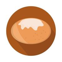 Bollo de pan con bloque de productos alimenticios de panadería menú de queso e icono plano vector