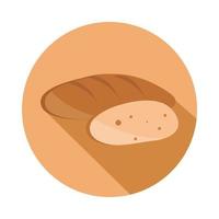 Bloque de productos alimenticios de panadería y menú de piezas de pan e icono plano vector