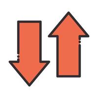 arrows direction guide line and fill design icon vector