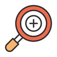 magnifying glass plus line and fill design icon vector