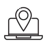 social media laptop navigation pointer digital internet network communicate technology line style icon vector