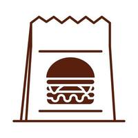 paper bag fast food dinner and menu tasty meal and unhealthy line style icon vector