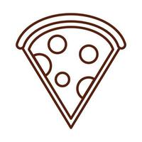 comida rápida rebanada de pizza cena y menú comida sabrosa e icono de estilo de línea poco saludable vector