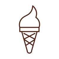 comida rápida cono de helado cena y menú comida sabrosa e icono de estilo de línea poco saludable vector