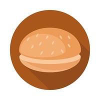 pan bollo menú fresco panadería bloque de productos alimenticios e icono plano vector