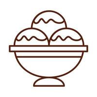 fast food scoops ice cream in bowl dinner and menu tasty meal and unhealthy line style icon vector